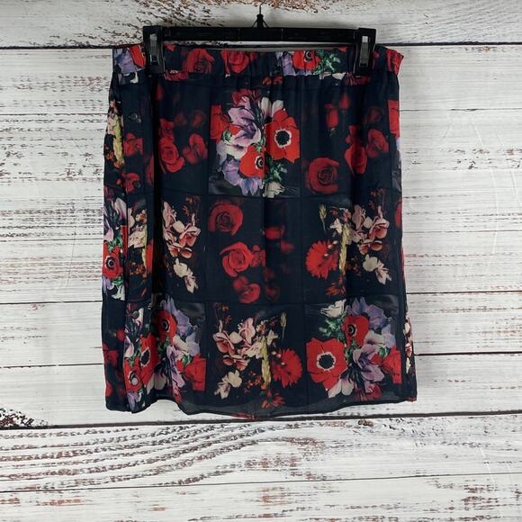 $350 Kenzo Women's Size 42 US M Silk Antonio Lopez Floral Skirt